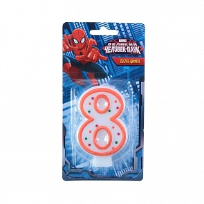 Свеча-цифра "8" - Человек-Паук (Веселый Праздник, SVC-8/SPMsim)